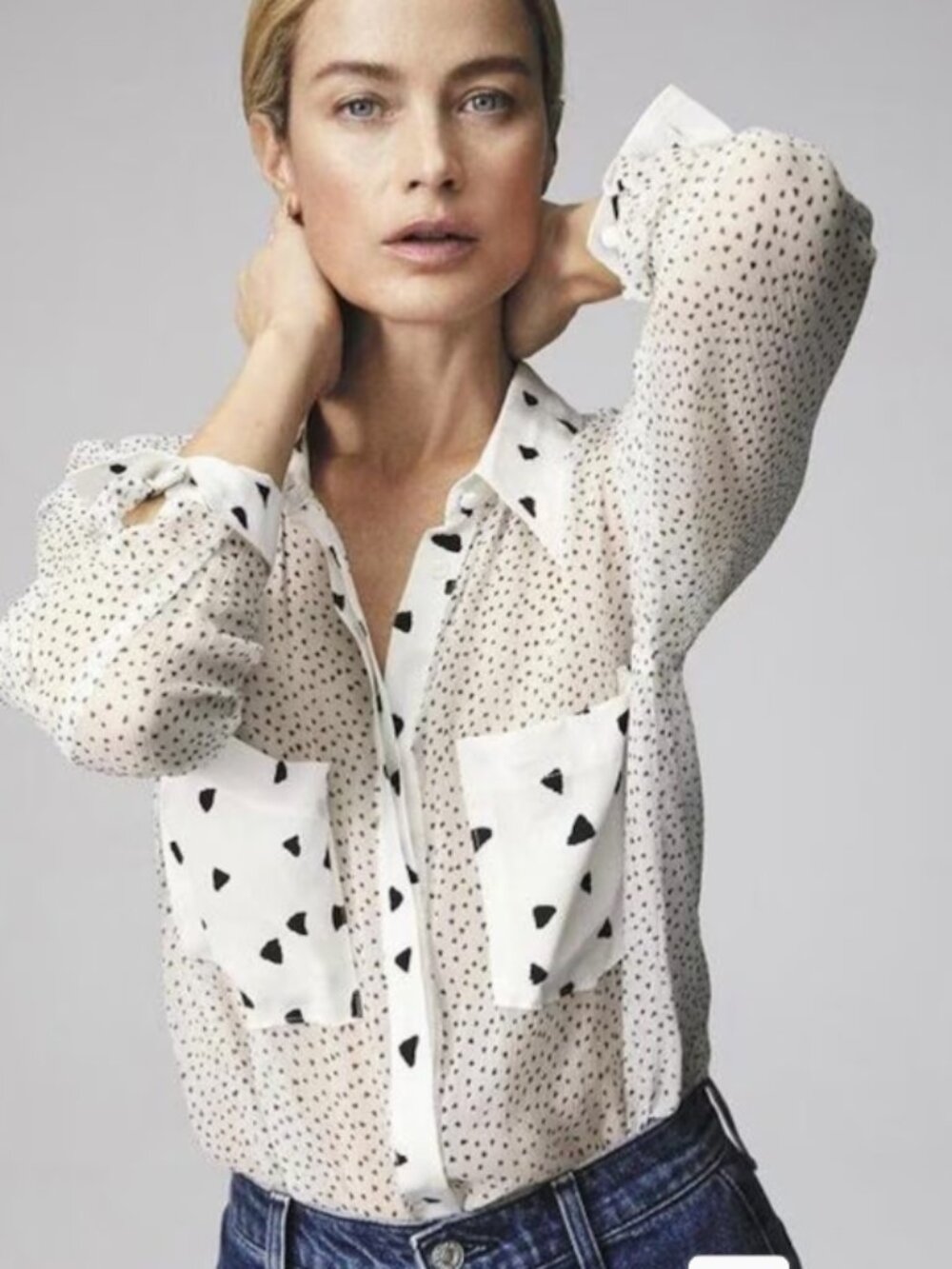 Like New! 7 FOR ALL MANKIND Silk Polka Dot Button Down M